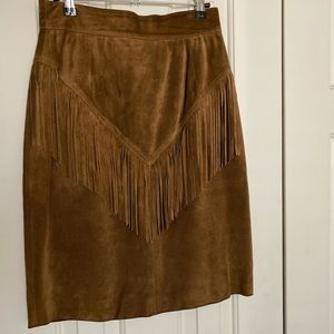 Vintage suede skirt with fringe.